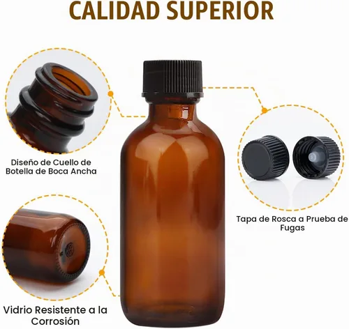 Vista 3 de Maredash Botellas de vidrio ámbar de 2 onzas, botellas de vidrio redondas