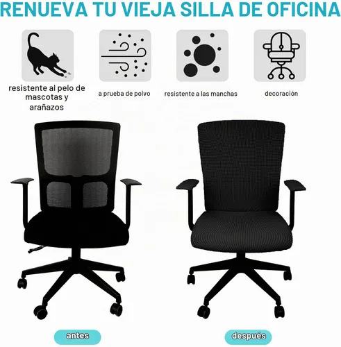 Vista 3 de Tatuo Fundas para silla de oficina y computadora, protector universal para silla giratoria, extraíble, lavable, con cremallera para respaldo de Negro