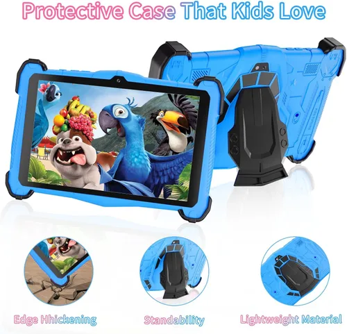 Vista 7 de Tableta infantil de 7 pulgadas, tableta para niños de 3 a 10 años, tableta de aprendizaje educativo Android 14, 10 GB de RAM+64 GB de ROM, controles
