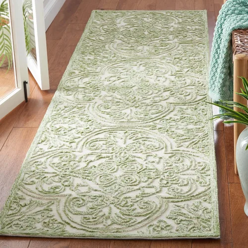 Vista 14 de SAFAVIEH Trace Collection - Alfombra decorativa de 2 x 3 pies, color marfil, lana hecha a mano, ideal para zonas de alto tráfico en entrada, sala