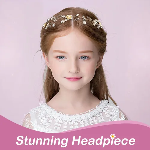 Vista 4 de Tocado para niña de las flores, accesorios para el cabello para boda, primera comunión