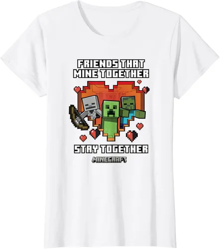 Vista 17 de Minecraft Camiseta de San Valentín Friends That Mine Together Mobs, Negro