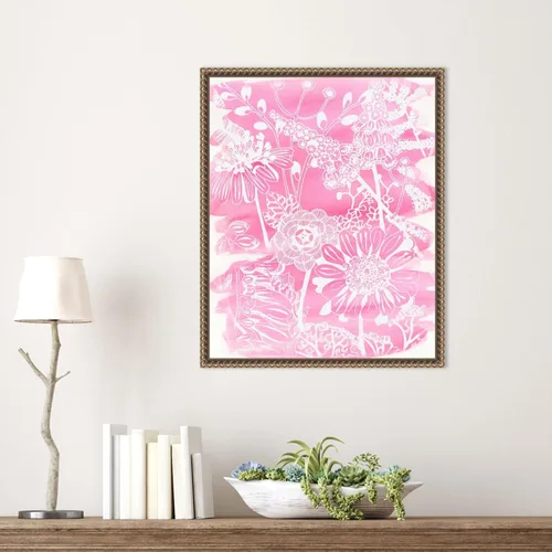 Vista 6 de Amanti Art Lienzo enmarcado para pared, 20 x 16 pulgadas, ramo fucsia II de Chariklia Zarris, lienzo enmarcado para pared, obras de arte de flores