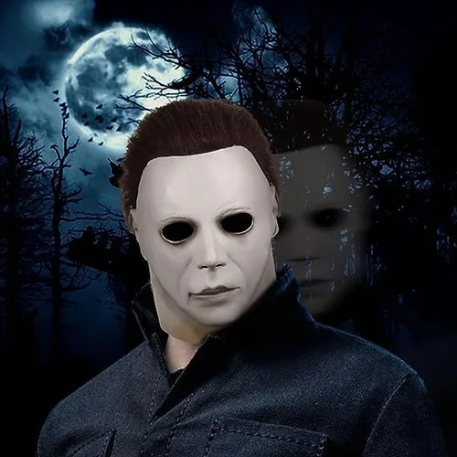 Vista 7 de Máscara de Michael Myers, máscara de Halloween para fiesta de disfraces, disfraz de Michael Myers