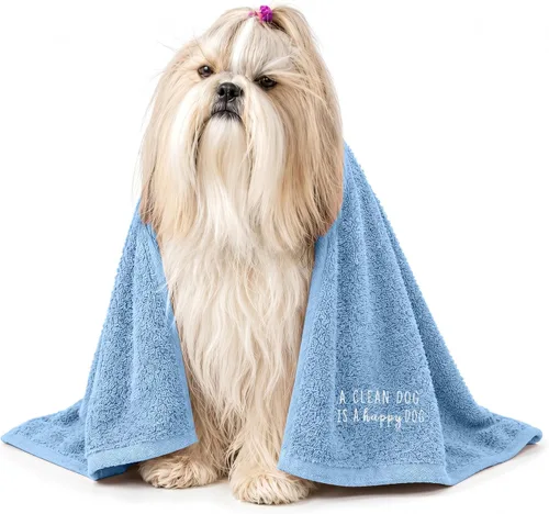 Vista 10 de DAN RIVER Paquete de 1 toalla para perro, 100% algodón, 20 x 40, ultra suave de 450 GSM, toalla súper absorbente y de secado rápido para perros