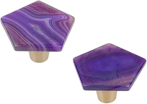 Vista 15 de Rockcloud Cajón de perilla de ágata con tornillos, mango de ágata morada en forma de corazón para armario, armario, accesorios de ferretería
