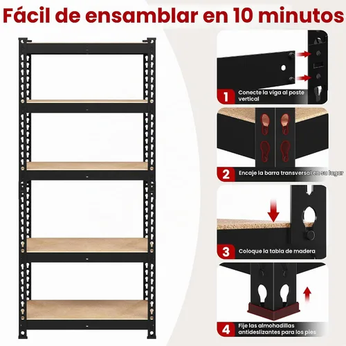 Vista 7 de Yaheetech Estantes de almacenamiento resistentes de 5 niveles, 28 pulgadas