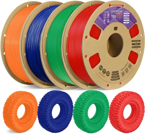 Vista 69 de OVERTURE - Filamento de TPU de 1/16 pulgadas, rollo flexible de poliuretano termoplástico, impresora 3D suave, 95A, carrete de 2.2 libras, precisión