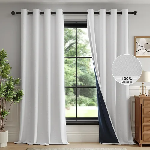 Vista 28 de FMFUNCTEX - Cortinas 100% opacas color beige de 40 x 63 pulgadas para dormitorio, 2 paneles Black out Drapes, Thermal Insulated Noise Reducing