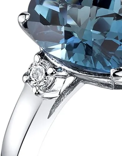 Vista 2 de Anillo de oro blanco de 14 quilates con topacio azul Londres de 2,25 quilates
