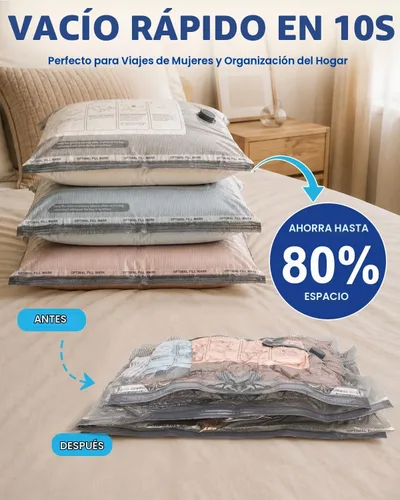 Vista 2 de Fantictas Bolsas de almacenamiento al vacío para viajes, paquete de 18