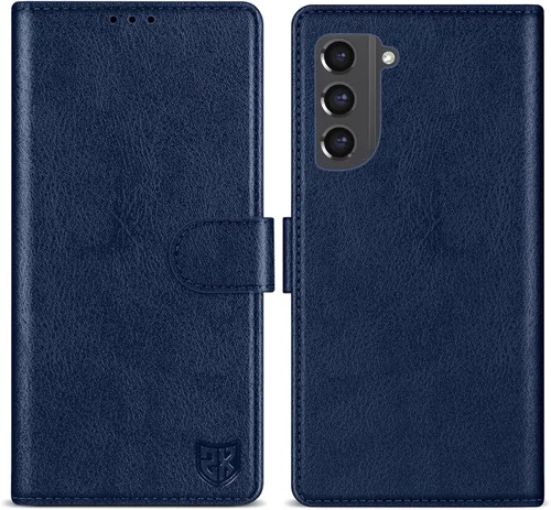 Vista 10 de ZZXX Funda tipo cartera para Samsung Galaxy S21 FE con bloqueo RFID, ranura para tarjetas, función atril, cierre magnético, funda protectora