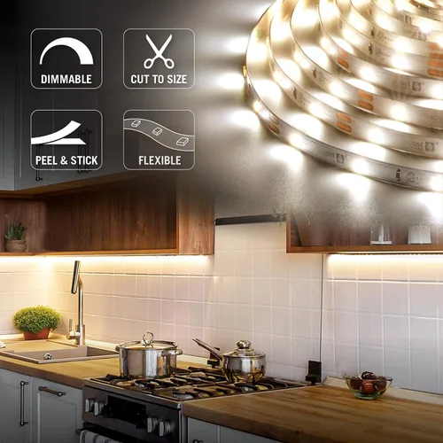 Vista 3 de Armacost Lighting RibbonFlex Home 131232 - Tira de luz LED blanca de 12 V, 30 LED/m 2700K, 16 pies (16.4 ft)