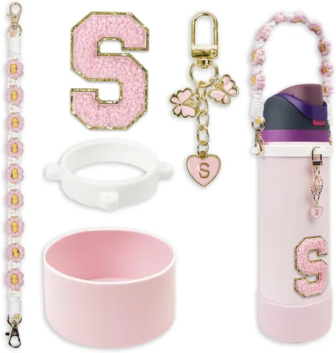 Vista 38 de SITKOL Juego de Monogramas Bonitos de Silicona Compatible con Botella de Agua Owala 24 oz, 32 oz, 40 oz - Accesorios Perfectos con la Letra Owala