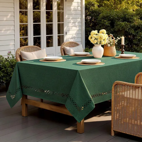 Vista 8 de MIULEE Army Green Rectangle Tablecloth with Decorative Cutouts 60x84 Inch Waterproof Stain Resistant & Shrink-Proof Table Cloth, Farmhouse