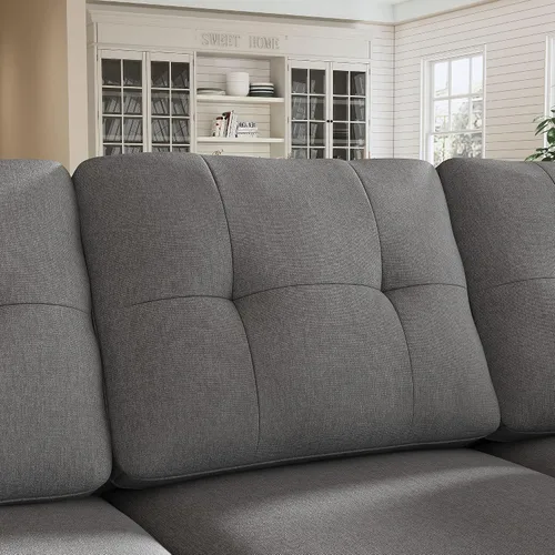 Vista 6 de HONBAY - Sofá seccional convertible en forma de L, sofá reversible seccional para sala de estar, color gris