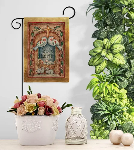Vista 9 de Breeze Decor Bandera de jardín con paloma de la paz en la tierra, diseño de paloma para el invierno, tres reyes, religioso, para la temporada