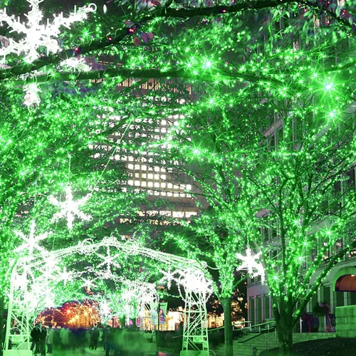 Vista 2 de Iluminación del hogar de 66 pies. Mini luces decorativas de Navidad de 200 luces LED de alambre verde, luces de hada estrellada enchufables, 8 modos