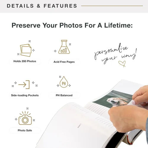 Vista 6 de MCS Love Is A Álbum de fotos de cuatro patas con capacidad para 200 fotos de mascotas de 4 x 6 pulgadas con espacio para notas, cubierta crema