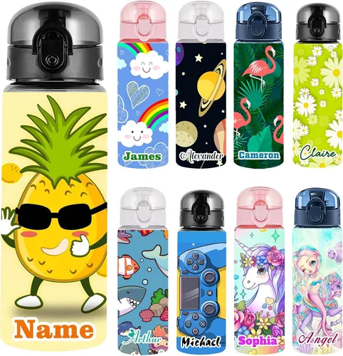 Vista 34 de Botellas de agua personalizadas con tapa, botella personalizada de 26 onzas con nombre, botellas de agua de plástico personalizadas, a prueba