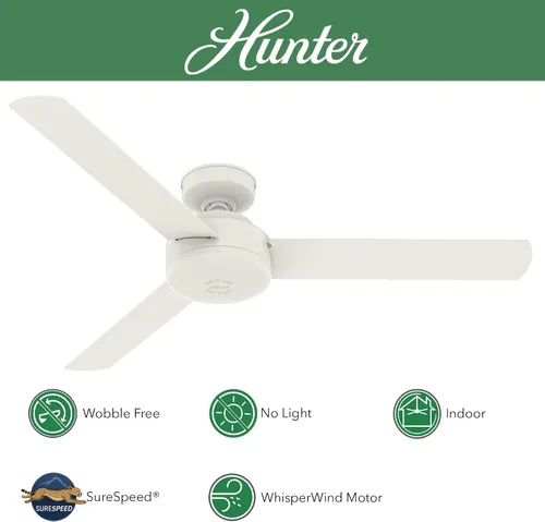 Vista 2 de Hunter Ventilador de techo interior contemporáneo con acabado blanco mate de 52 pulgadas con 3 aspas (renovado)