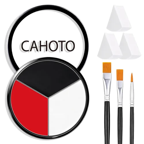 Vista 11 de Negro Blanco Gris 3 Colores Cara Cuerpo Pintura Con Esponja Y