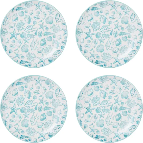 Vista 8 de Pfaltzgraff Venice - Juego de vajilla de gres de 16 piezas, servicio para 4, combinación de colores aqua y blanco, duradero y resistente a astillas