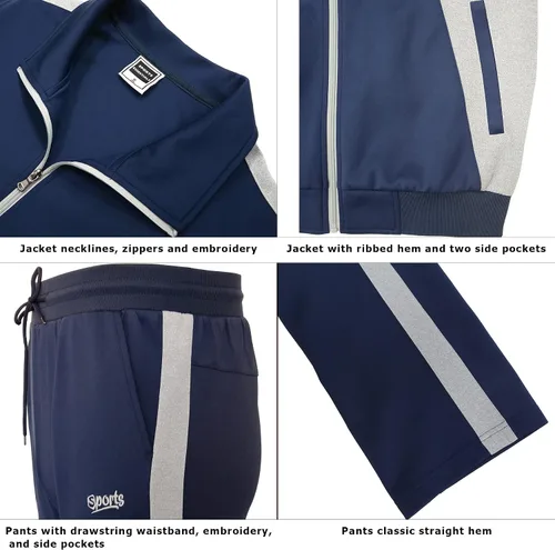 Vista 3 de Conjunto deportivo de 2 piezas con cremallera completa para hombre para correr entrenamiento atlético