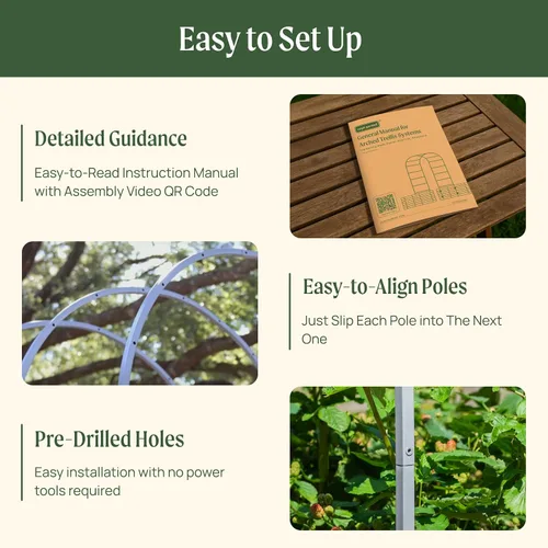 Vista 4 de Vego Garden Sistema modular de enrejado arqueado de 1.5 pies de largo para todas las camas de jardín clásicas para plantas trepadoras como frijoles