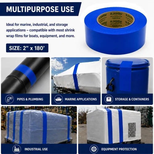Vista 5 de Mr. Shrinkwrap Cinta de película retráctil de 2 pulgadas, impermeable, adhesiva, adaptable, ideal para reforzar costuras, parches y puertas