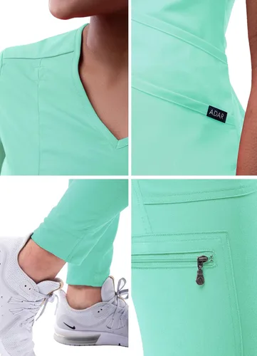 Vista 5 de Adar Pro - Conjunto moderno de ropa quirúrgica atlética para mujer, Camiseta quirúrgica moderna con cuello en V y pantalones quirúrgicos de yoga