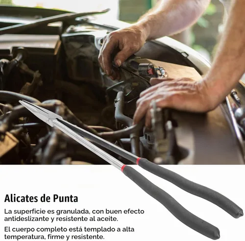 Vista 9 de Alicates de punta de aguja de 16 pulgadas, alicates de punta de aguja extralargos de acero de largo alcance con mango antideslizante, herramienta