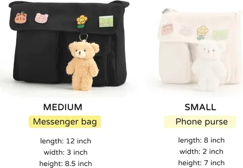 Vista 5 de Bolso cruzado kawaii lindo bolso mensajero de lona bolso de hombro regalo para niñas adolescentes