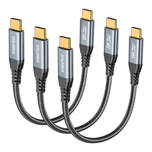 Vista 21 de ZeroneTeck Cable USB C de 40Gbps para Thunderbolt 4 de 0.5 pies, 6 pulgadas, transferencia de datos de 40Gbps, [8K@60Hz/Dual 4K@60Hz] Cable corto