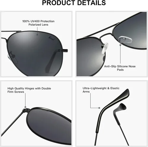 Vista 4 de Versol Aviador para hombres y mujeres con protección UV400, lentes de sol polarizados ligeros de aviador