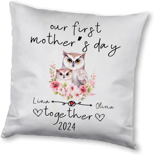 Vista 7 de Funda de almohada personalizada con diseño floral de búho, regalo para mamá, abuela, para ella