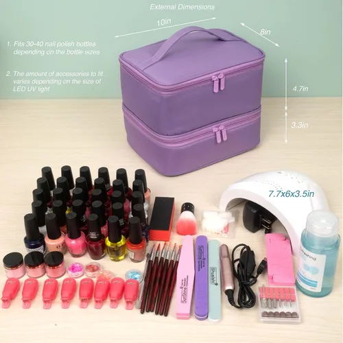 Vista 4 de ButterFox Estuche organizador de esmalte de uñas con capacidad para 60 botellas, se adapta a lámpara de uñas, almacenamiento de doble capa