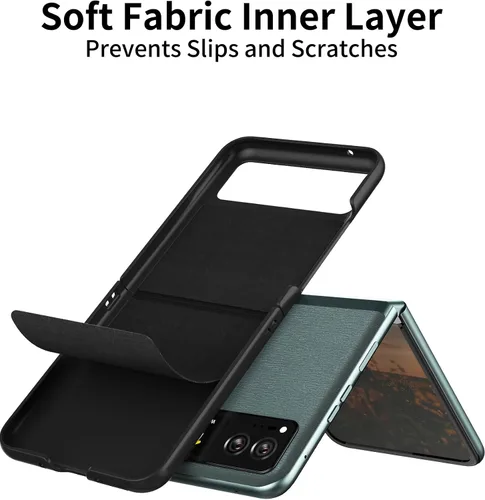 Vista 5 de Funda delgada para Motorola Razr 2023, [piel + parte trasera de policarbonato duro] [soporte de carga inalámbrica] Funda protectora ultrafina a