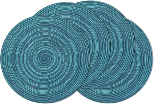 Vista 62 de SHACOS Juego de 4 manteles individuales redondos lavables de 15 pulgadas, de algodón, poliéster, trenzados, para mesa de comedor, boda, decoración