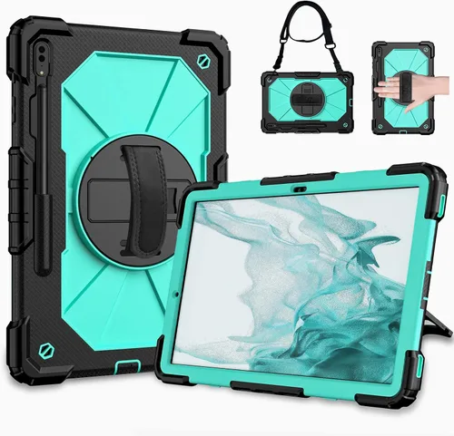 Vista 26 de Dteck Funda para Galaxy Tab S9 Plus/S8 Plus/S7 FE/S7 Plus de 12.4 pulgadas, función de reposo/activación automática de piel sintética con soporte
