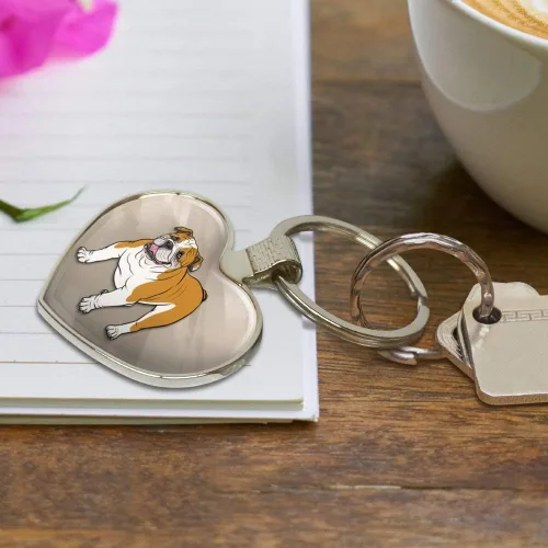 Vista 5 de GRAPHICS & MORE English Bulldog Pet Dog Keychain Heart Love Metal Key Chain Ring