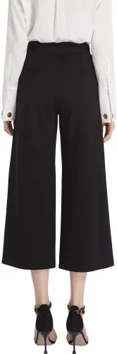 Vista 2 de Ginasy Pantalones negros de pierna ancha para mujer, pantalones de vestir casuales de negocios, pantalones de vestir elásticos de cintura alta