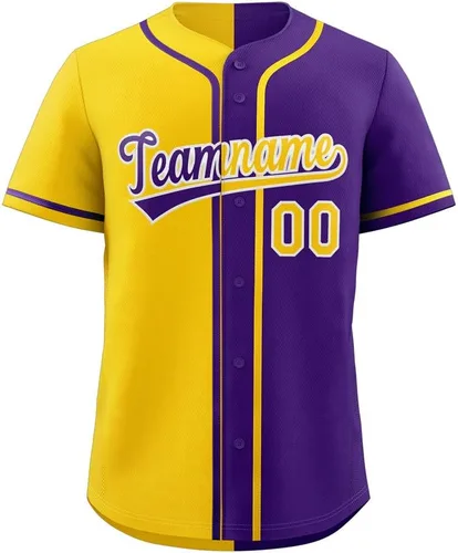 Vista 7 de Camiseta de béisbol dividida personalizada con botones y número de nombre cosido personalizado para hombres/mujeres/niños