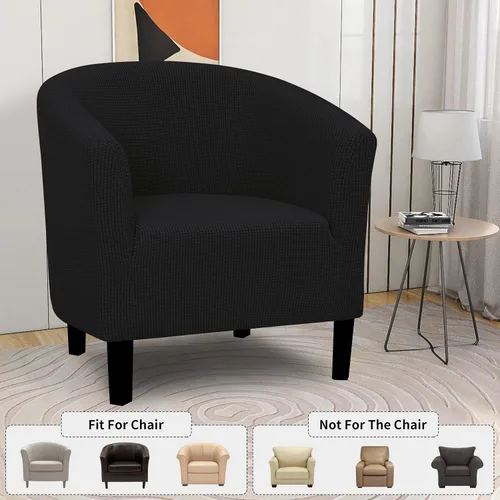 Vista 2 de Easy-Going Funda elástica para sillón de club de 1 pieza, funda para sofá de bañera de barril, protector de muebles, funda de sofá jacquard