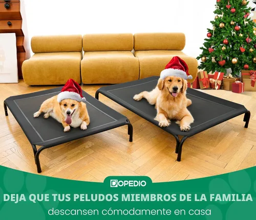 Vista 6 de Cama Elevada para Perros Catre Elevado para Perros al Aire Libre para Perros Medianos, la Instalación No Requiere Herramientas, Marco con Malla