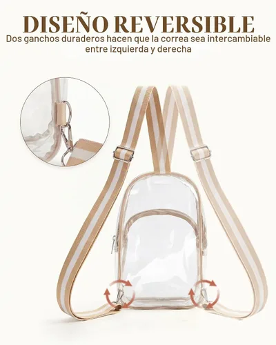 Vista 8 de Missnine Bolsa transparente para eventos de estadio, bolsa cruzada, A-caqui [básico], Bolsa transparente para eventos de estadio