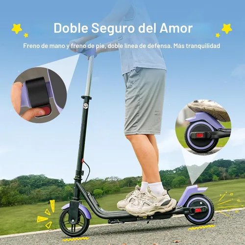 Vista 5 de ECOROAD EK6 Kids Electric Scooter for 6-12 3/6/10mph 6.5" Solid Tires Púrpura