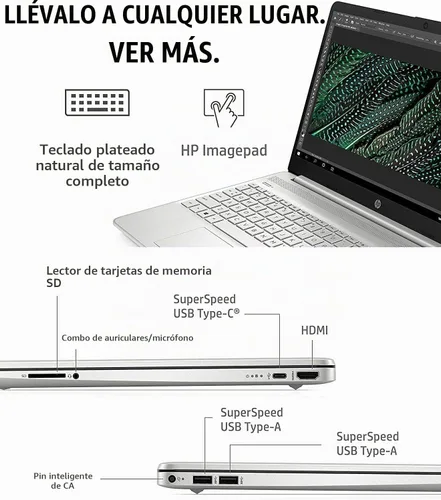 Vista 5 de HP Computadora portátil, pantalla táctil Full HD de 15.6", Intel Core i7-1165G7, 16 GB de RAM, SSD PCIe de 1 TB, teclado retroiluminado, lector