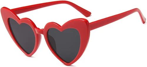 Vista 3 de Gafas de sol en forma de corazón para mujer, estilo ojo de gato, estilo retro 2 negro