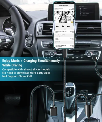 Vista 6 de Cable de audio auxiliar USB C a 0.138 in con carga, USB C 2 en 1 a 0.138 in, cable de audio para auriculares estéreo de automóvil con carga PD de 18